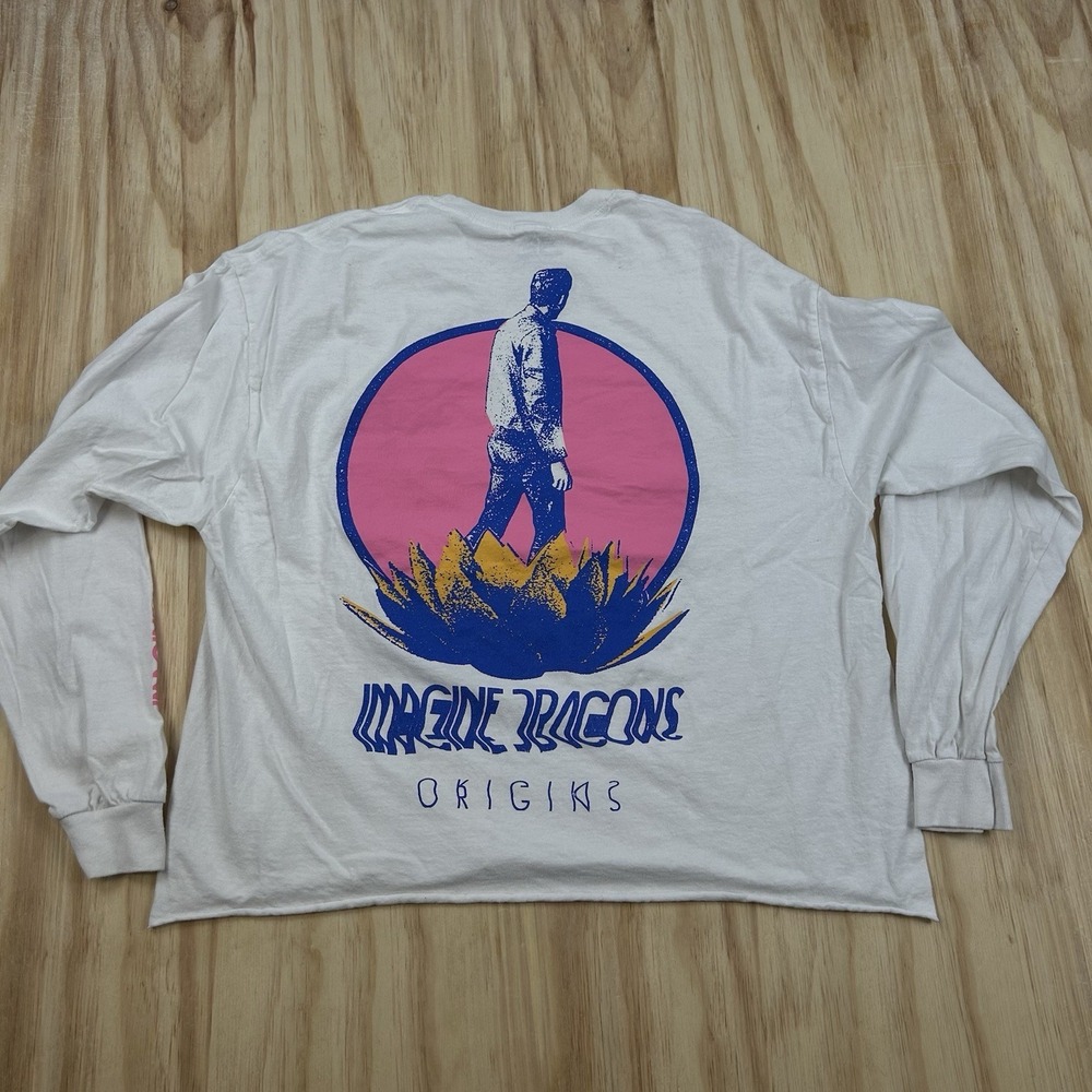 Imagine Dragons Origins Long Sleeve T Shirt XL White Cropped Band Graphic